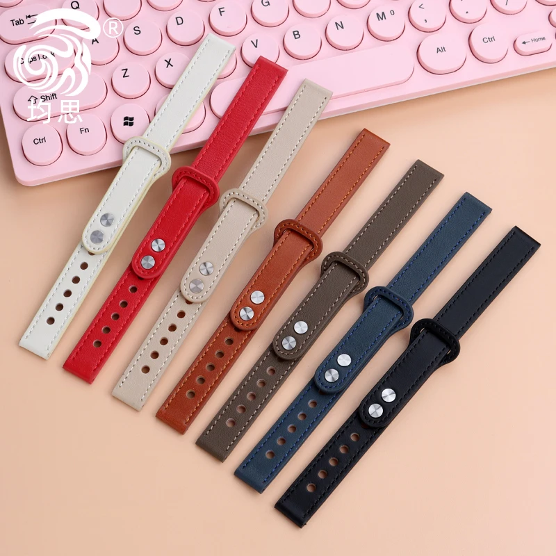 For New Garmin Watch Lily 2 Girls 14mm Genuine Leather Strap Lily2 Instagram Style Fashionable Loop Buckle Cowhide Watch Chain