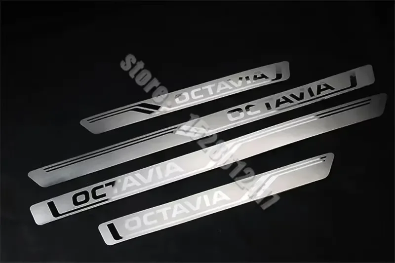 For Skoda Octavia  A5 A6 A7 A8 2007~2013~2024 car Accessories Door sill scuff plates thresholds protector Stickers Welcome Pedal