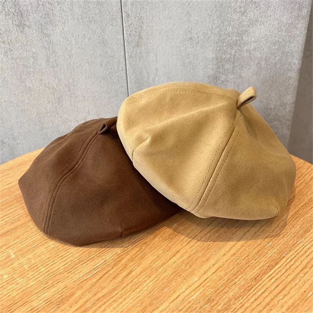 Autumn Winter Children's Hat Wool Boy Beret Vintage Newsboy Hats Baby Cap Solid Color Toddler Kids Accessories 1-7 Years Old