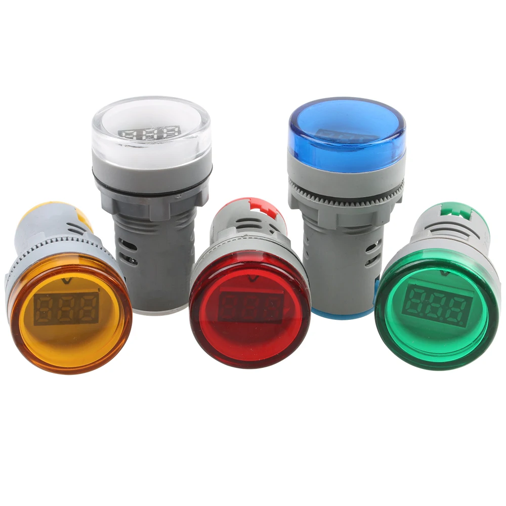 1 pz 22MM DC5-60V o AC60-500V LED voltmetro misuratore di tensione indicatore luce pilota rosso giallo verde bianco blu MINI misuratore digitale