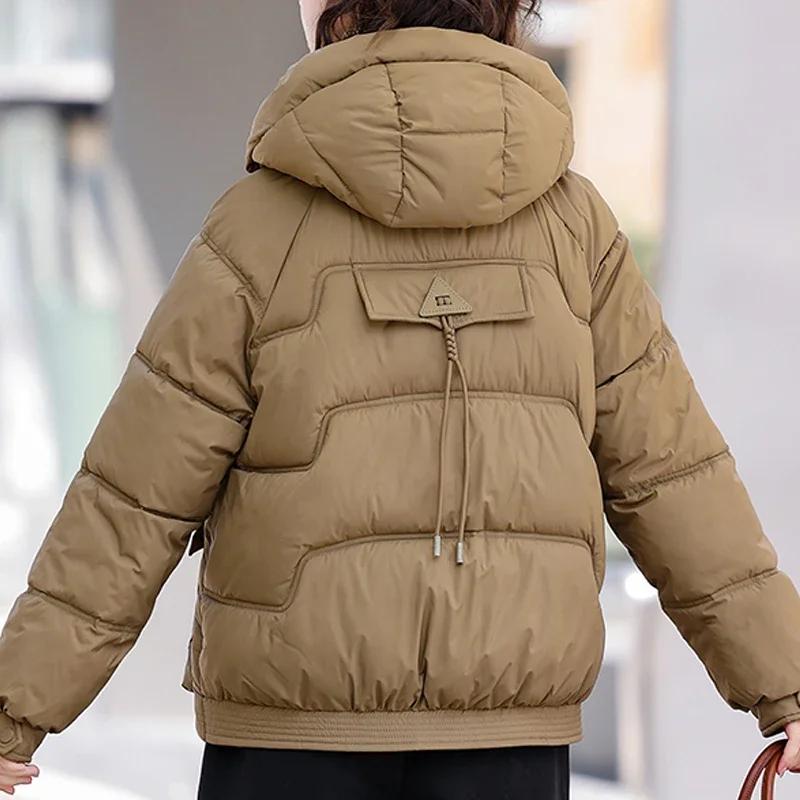 Fashion Winter Coat Female Outerwears Hooded 2024 Casual Loose Thick Warm Short Parkas Lady Jackets