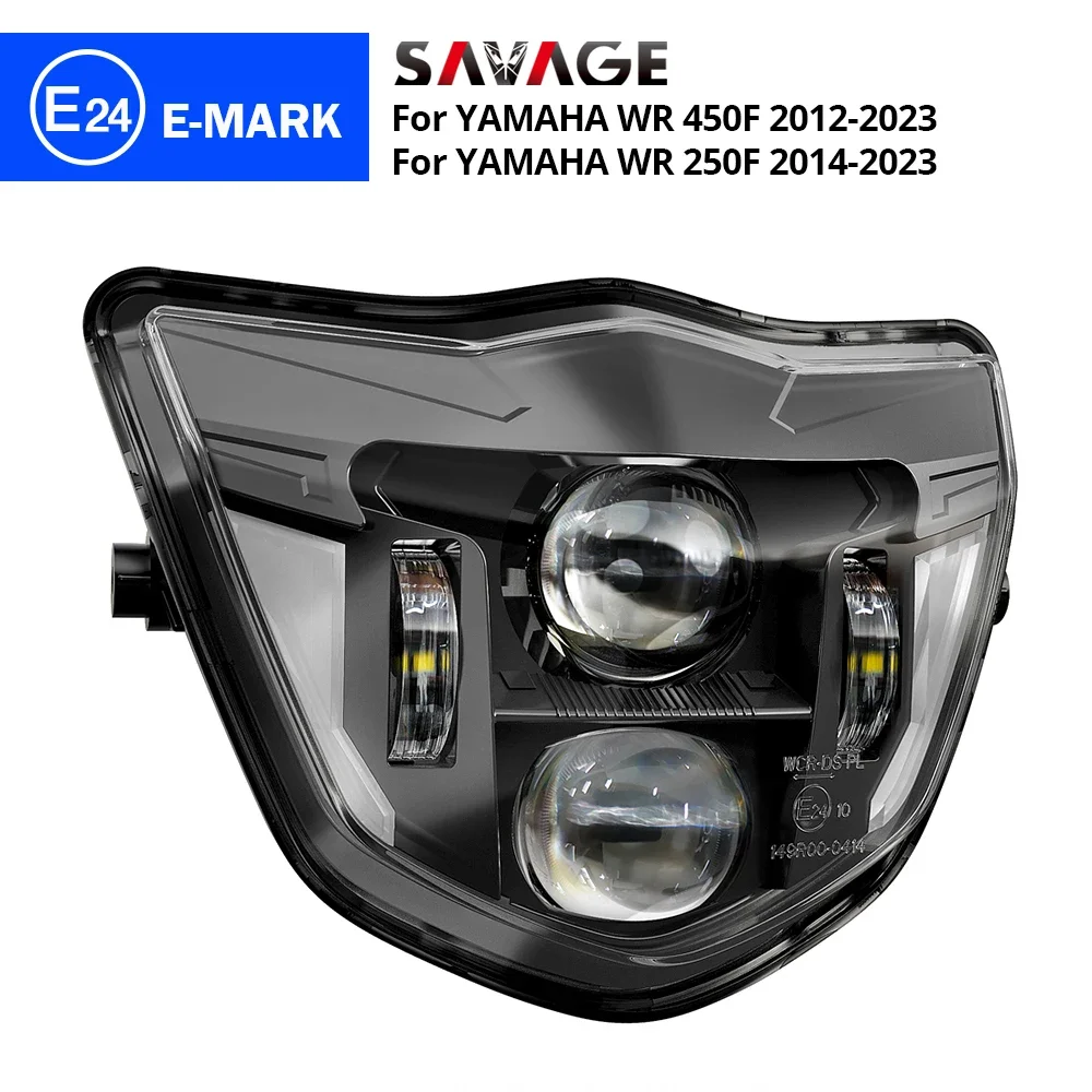 E24 LED Headlight For YAMAHA WR450F WR250F 2014-2024 Enduro Dirt Bike Motorcycle Head Light Assembly High Low Beam WR 450F 250F