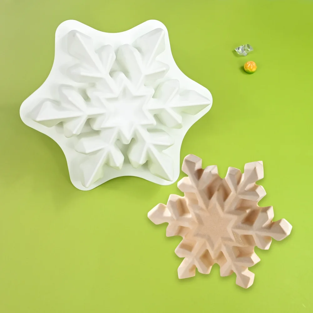 3D Chrisrmas Snowflake Design Mousse Mould Octagonal Star French Chocolate Dessert Baking Silicone Mold Decorating Kitchen Tool