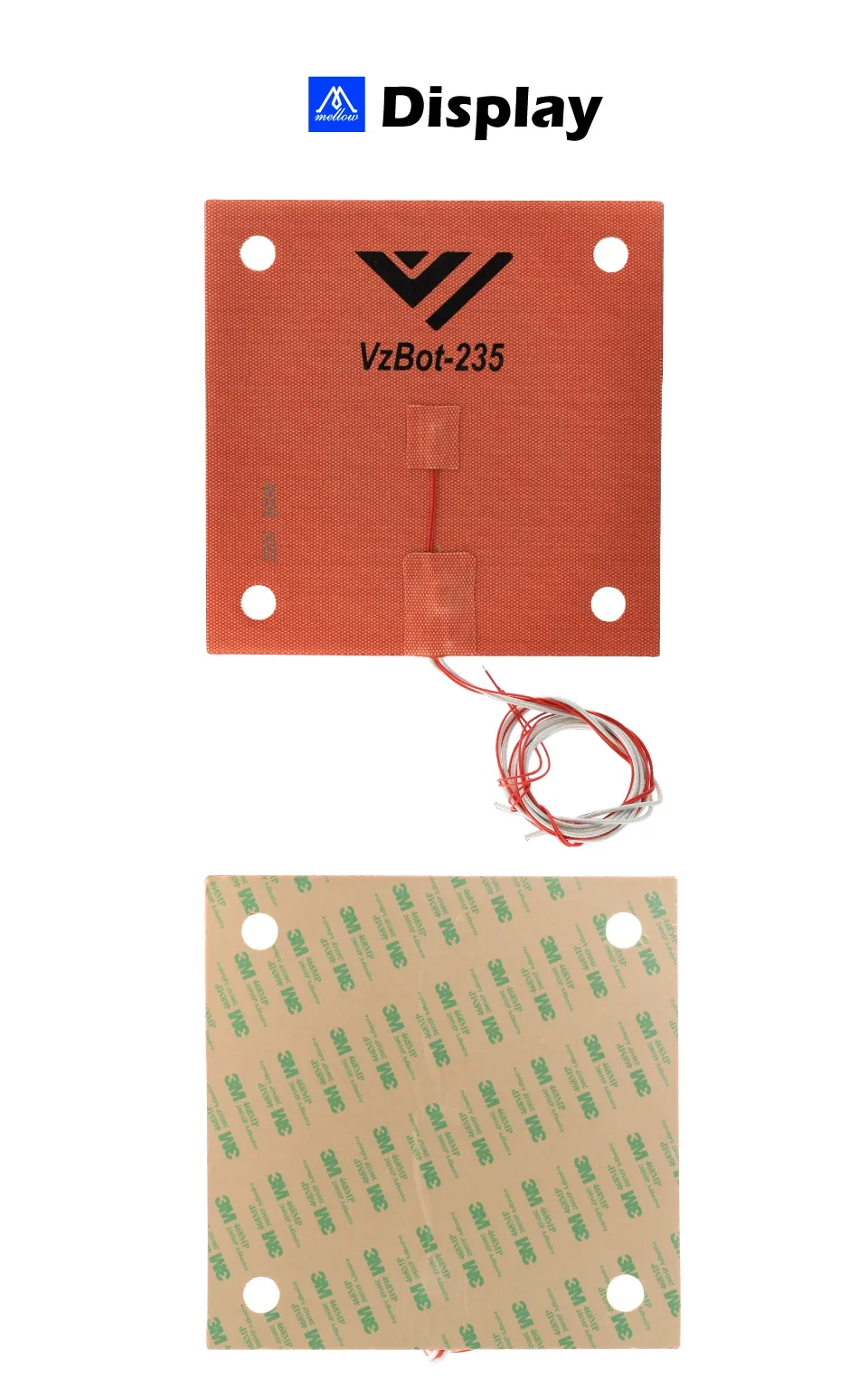 Mellow Top VZ235 Flexible 220 x 220 mm Silikon-Heizung 150 °C Safeguard 110 V 220 V beheizte Bettbauplatte für VzBoT 235 3D-Drucker – Detail 6