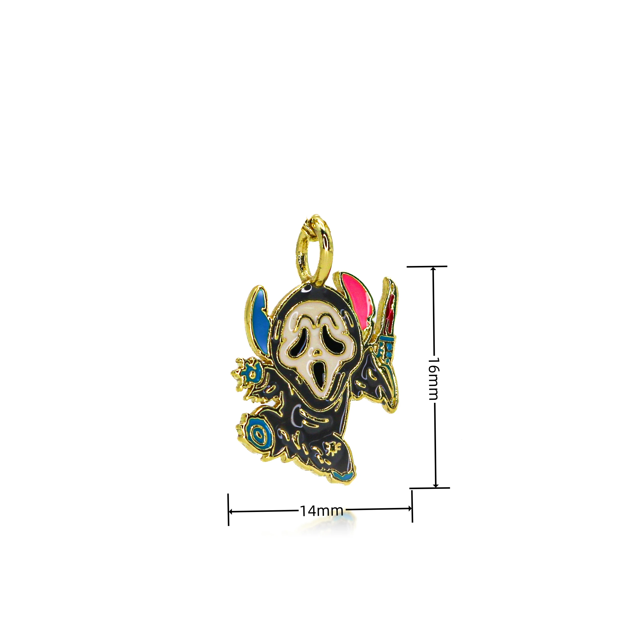 Vergulde Ghostface Charms voor ketting DIY sieraden maken emaille Ghost Face hanger voor sleutelhanger Halloween Party Jewel Gifts