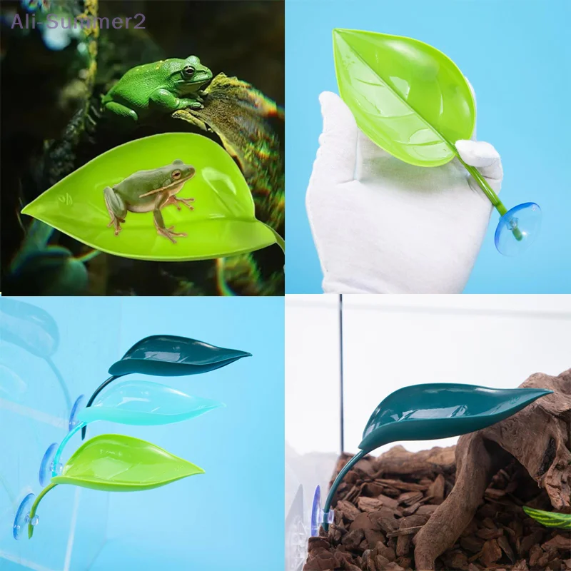 {MX} 1/3Pcs Simulierte Blätter Saugnapf Reptil Sonnenbereich Ruhe Terrasse Für Geckos Frosch Lebensraum Aquarium Zubehör