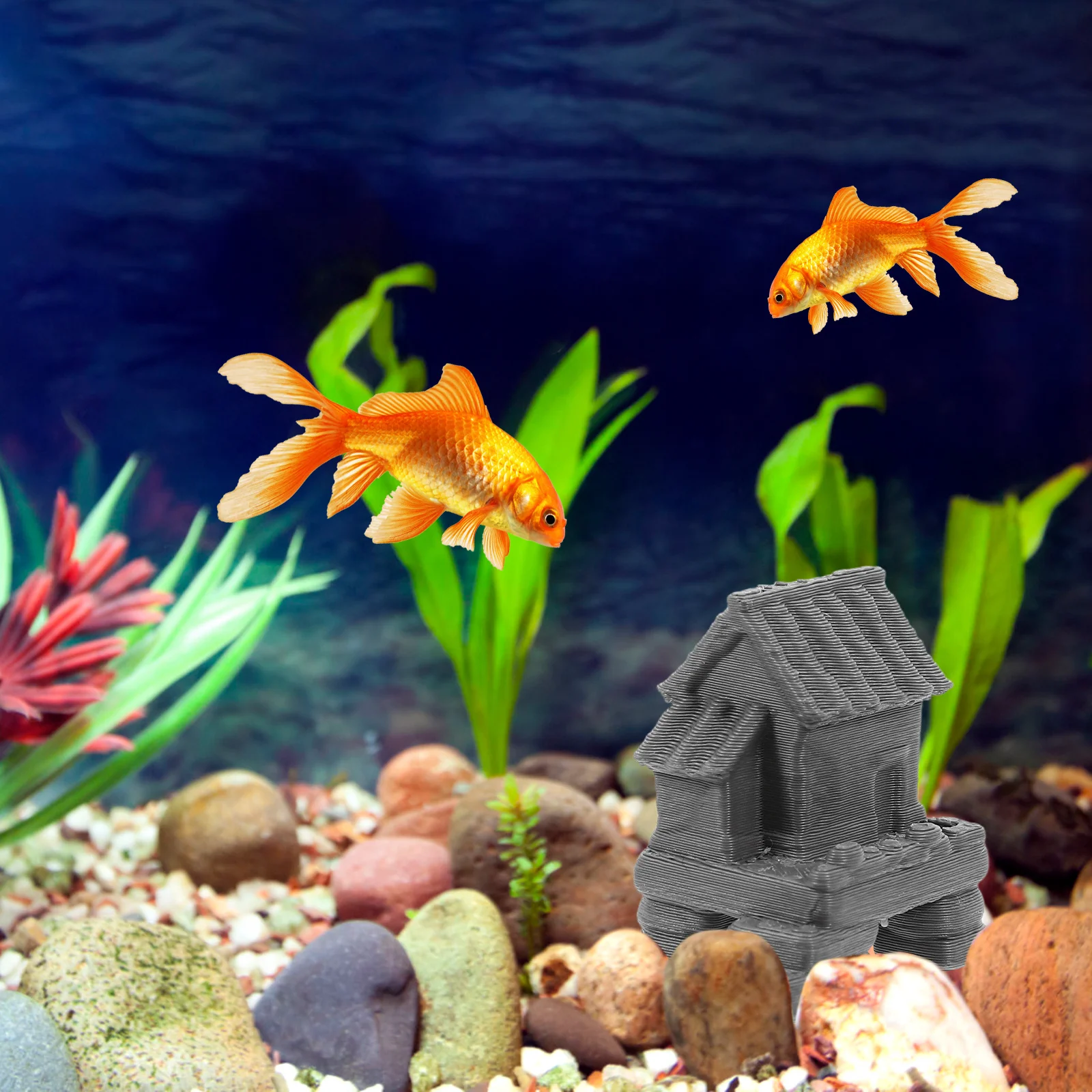 Aquarium Decorative Shelter Fish Tank Landscaping House Resin Ornament No Deformation Fading Lifelike Landscape Adornment