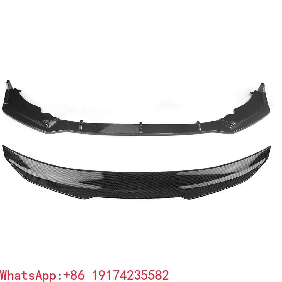 

Carbon Fiber Auto Parts Factory Customized Glossy Car Front Spoiler Lip + Rear Trunk Splitter Wing Body Kit for BMW