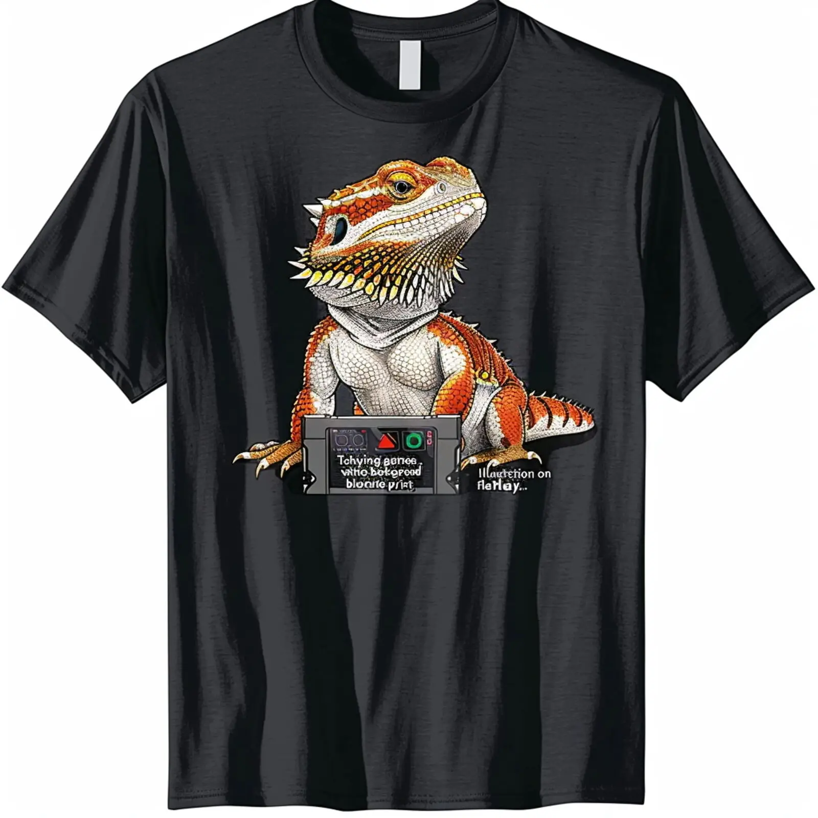 

Bearded Dragon Gamer Black T Shirt Cute Reptile Playing Video Games Tee