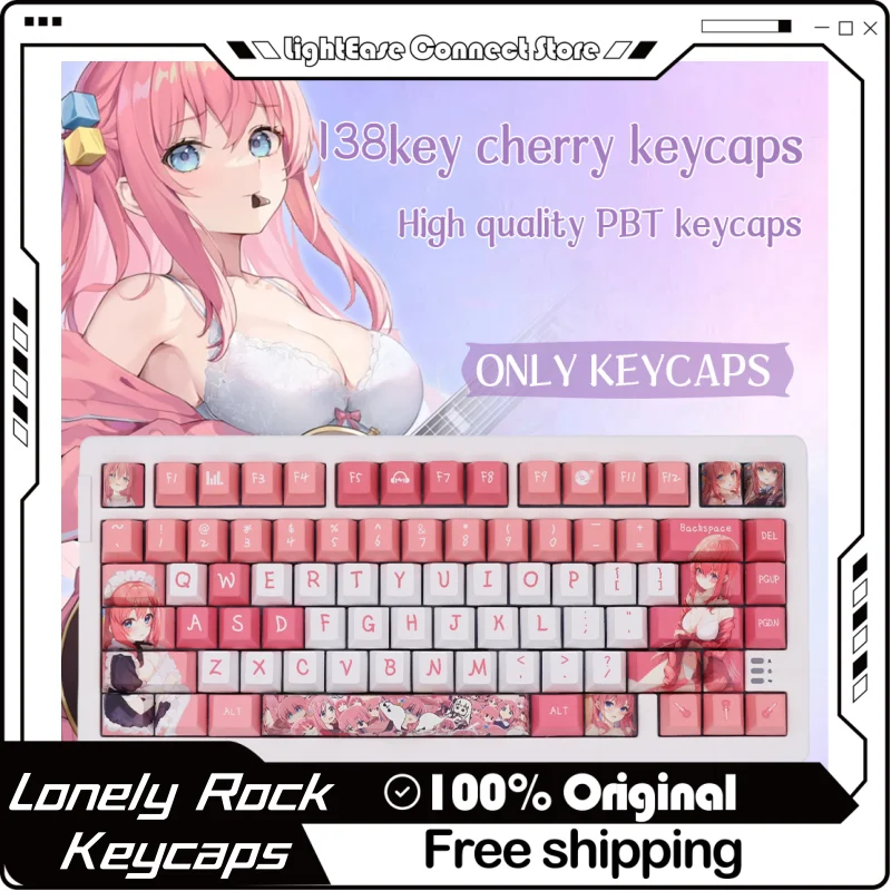 Lonely Rock Theme Keycaps 138key Cherry Profile Pbt Thermal Sublimation Mechanical Keyboard Cartoon Anime Animation Game Keycaps