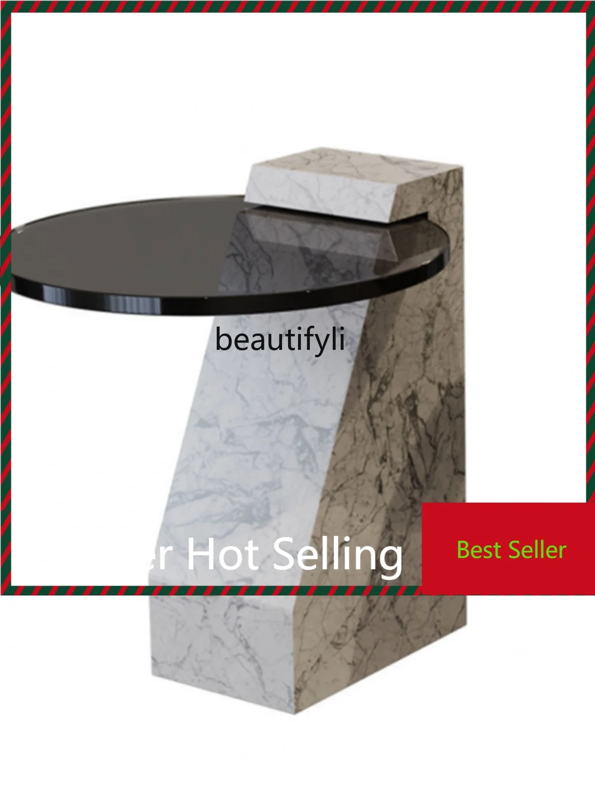 Modern Design Corner Table Creative Fashion Side Table Marble Water Ripple Glass Coffee Table Living Room