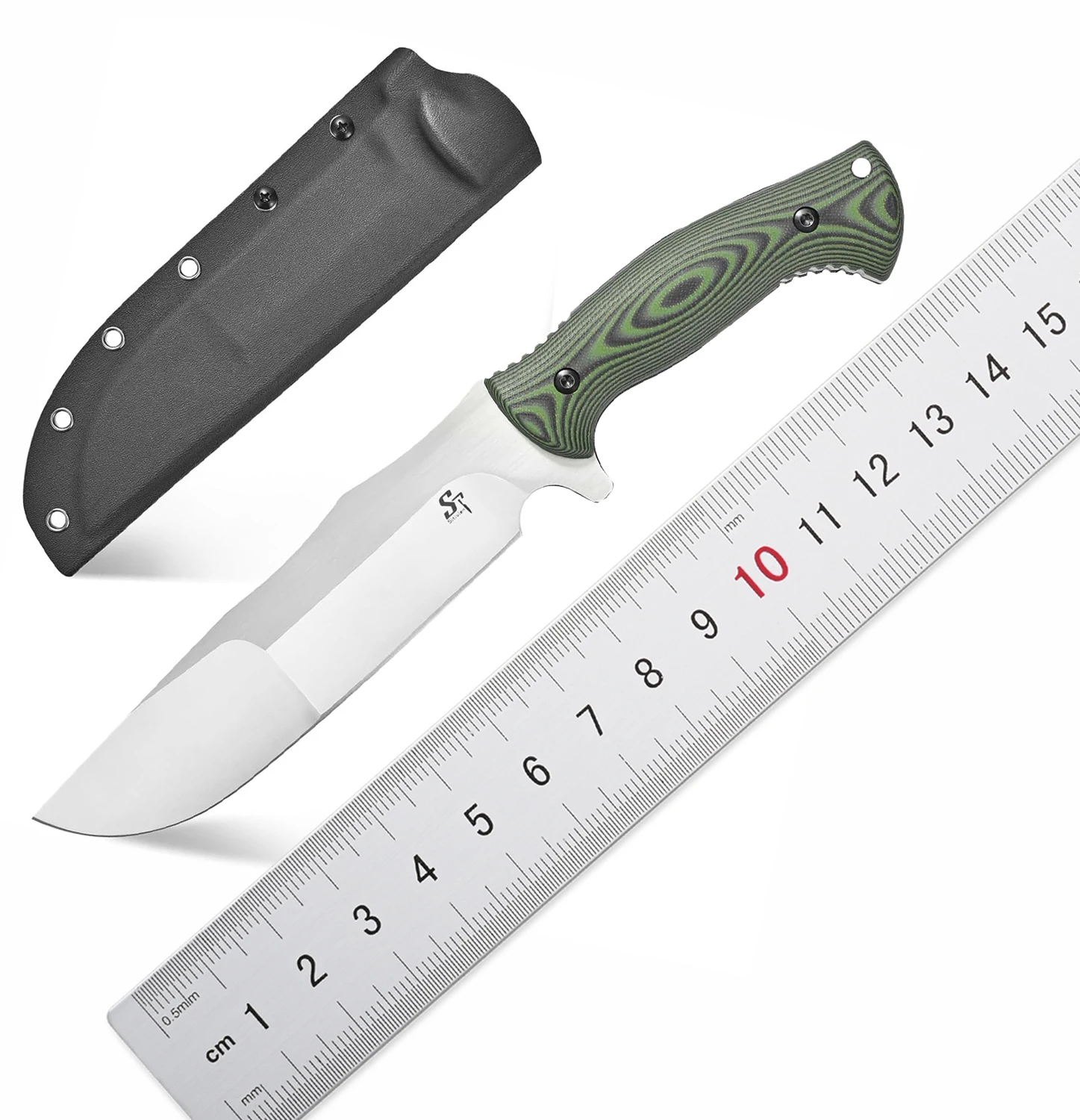 

Sitivien ST21 Fixed Blade Knife 8mm Thick AUS-10 Stainless Steel Blade Full Tang Two Tone G10 Handle Fixed Knifes for Outdoor