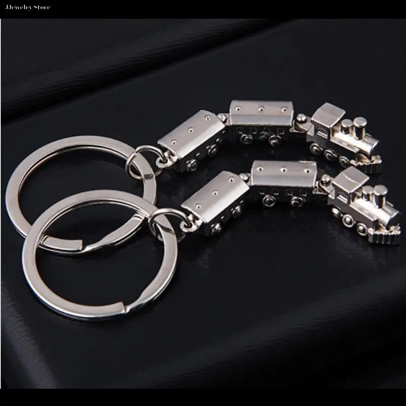 1pc Creative Metal Movable Joint Mini Train Model Alloy Keychains Metal Keyring