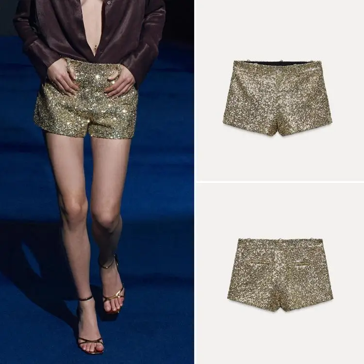 กางเกงขายาวทรงตรงลำลองประดับลูกปัดแฟชั่น เอวบาง ทรงปกติ