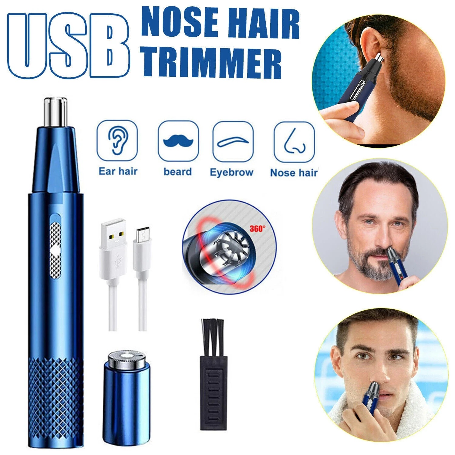 

Профессиональный триммер для волос в носу, многофункциональный USB перезаряжаемый аппарат для удаления волос на лице для мужчин, бритва для волос в носу для распродажи носа