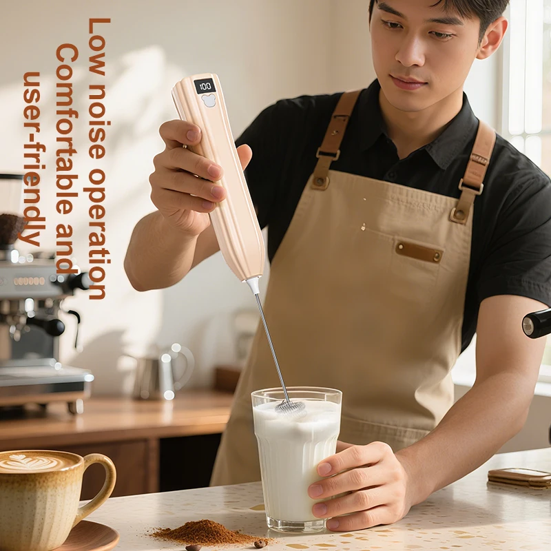 เครื่องตีไข่ไฟฟ้าไร้สายขนาดเล็ก เครื่องผสมกาแฟแบบมือถือ ชาร์จ USB ตีไข่ขาวและครีมอัตโนมัติ สำหรับทำขนมที่บ้าน