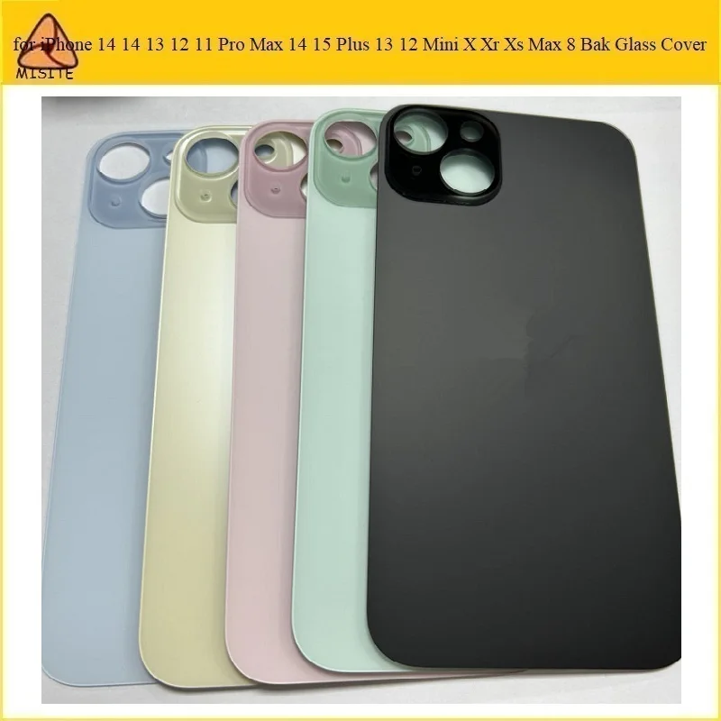 50Pcs Mobile Phone Big Hole Camera Back Glass Cover For iPhone 14 13 12 11 Pro Max SE2020 8 Rear Battery Cover Replacement Parts