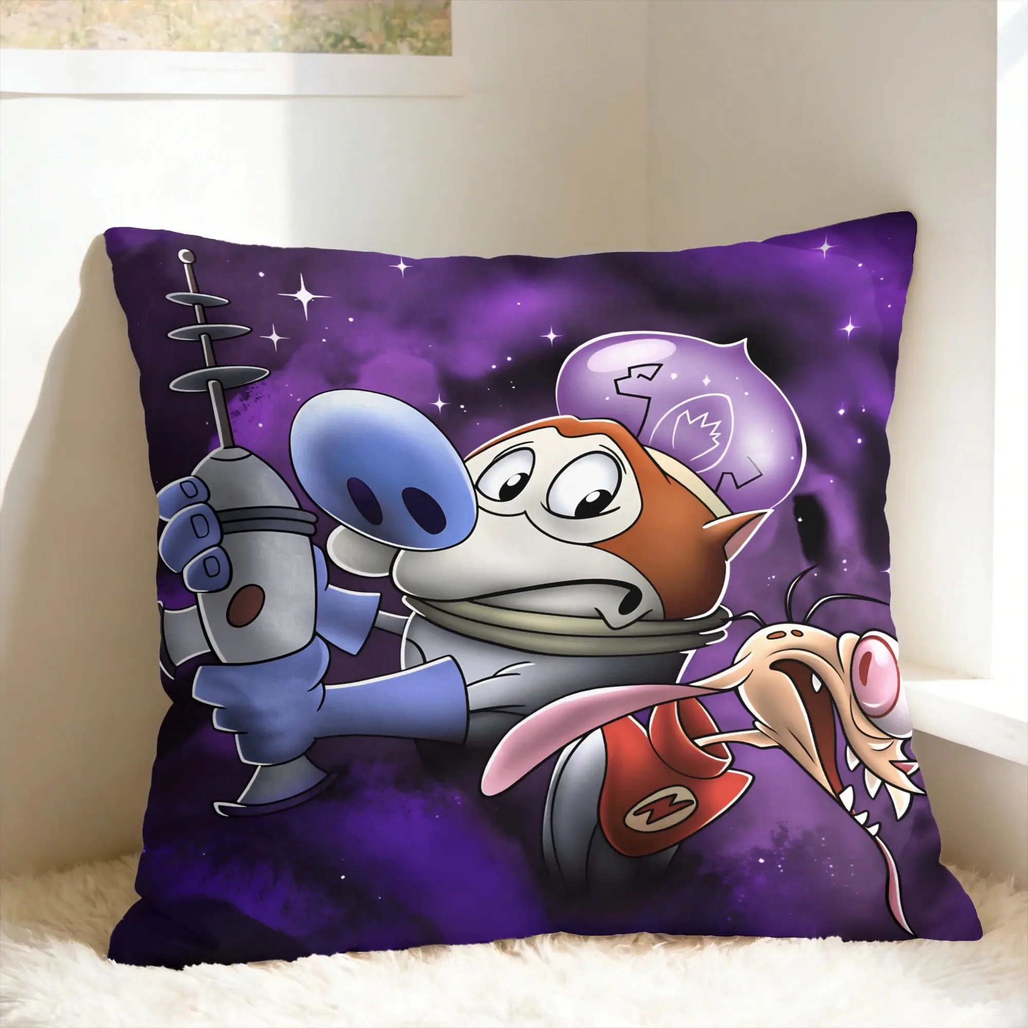 R-Ren & S-Stimpy Show Pillow Cover  Funny Pillow Case For Sofa Couch Bed Living Room Design Cushion Cover Gift