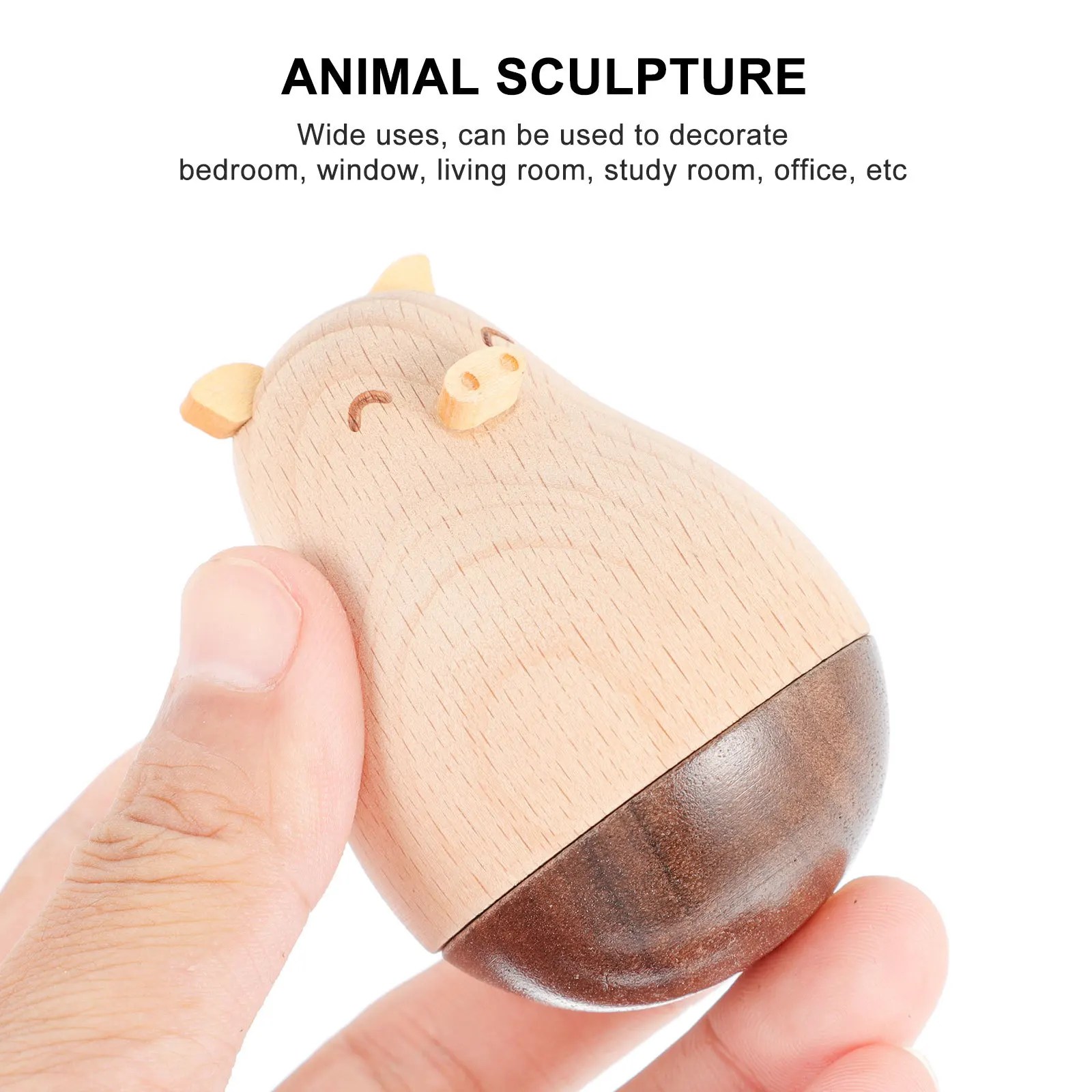 

Wood Animal Statue Tumbler Table Ornament Charming Decoration for Home Office Study Room Wedding Birthday Festival Gift