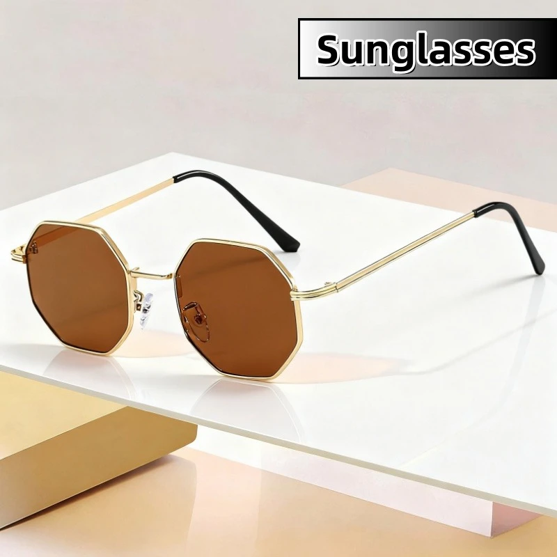

Versatile Advanced Metal Polygonal Sunglasses Outdoor Driving Beach Travel UV Protection Street Photography Shades Eyeglasses