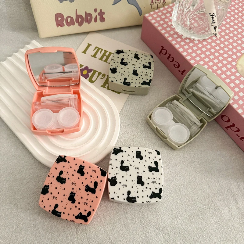 

Creative Cute Portable Contact Lens Box Lenses Container Companion Care Box Travel Set With Mirror