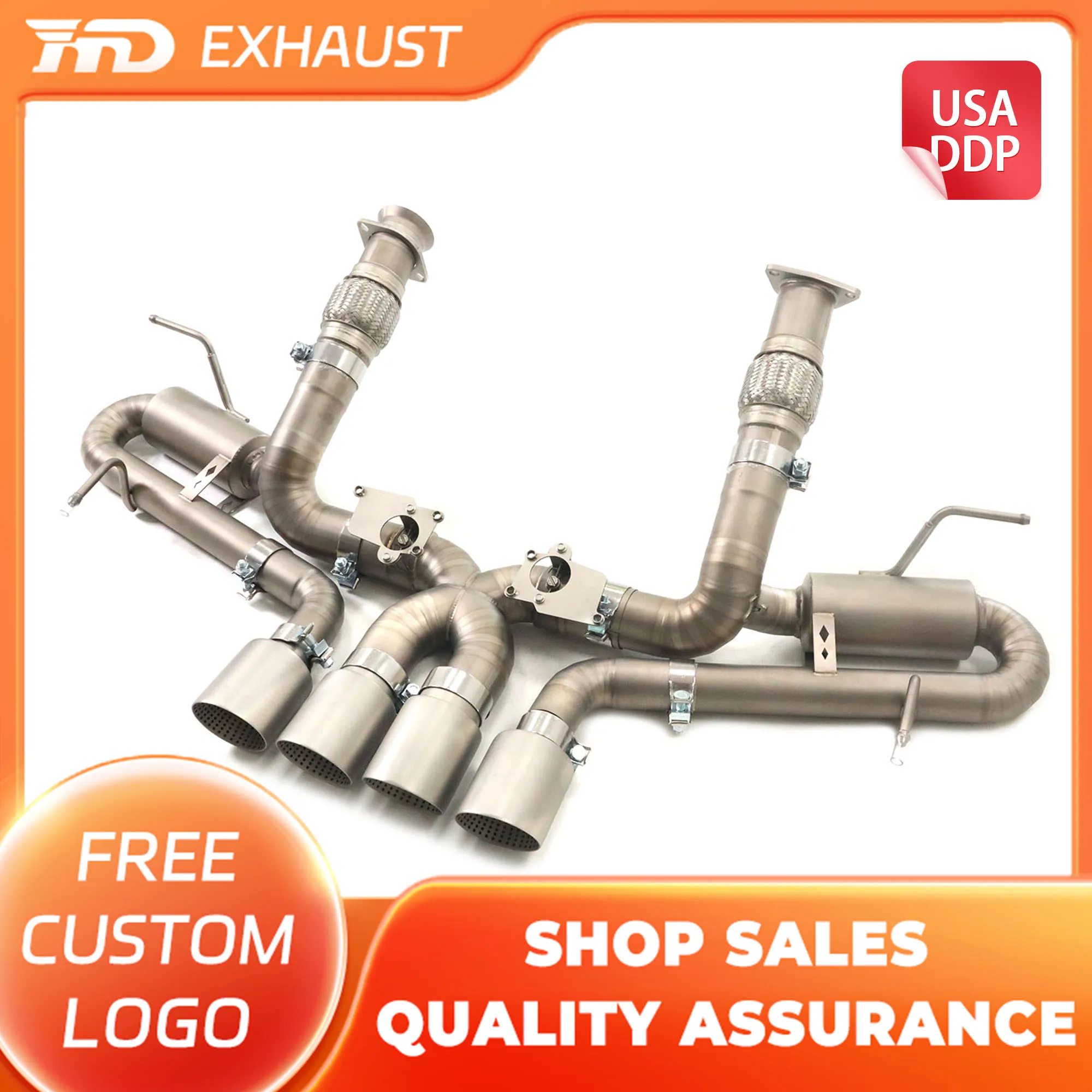 

HMD Hot Sales for Corvette C8 Z06 5.5L V8 TC4 Sandblasting Catback Exhaust Original Car Valve Lossless Installation Muffler Tips