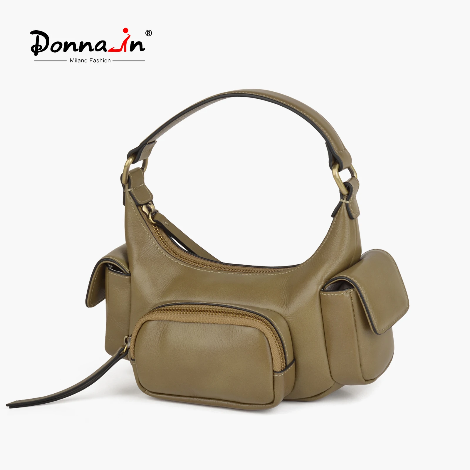 

Donna-in Cowhide Motorcycle Style Handbag Genuine Leather Casual Top-handle Bag for Daily