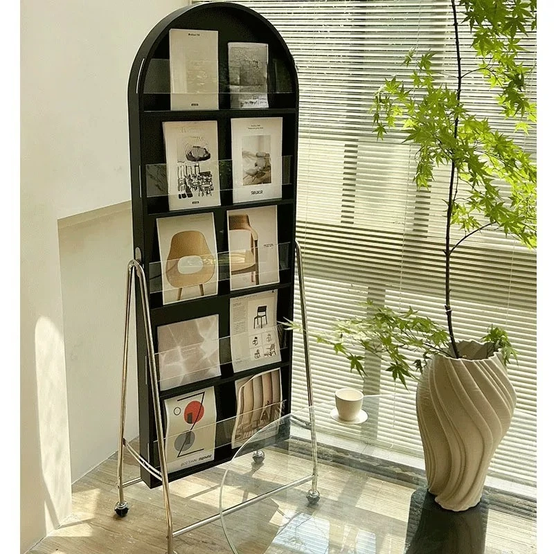 Household Solid Wood Removable Magazine Holder Mirror Internet Celebrity Retro Bedroom Fitting