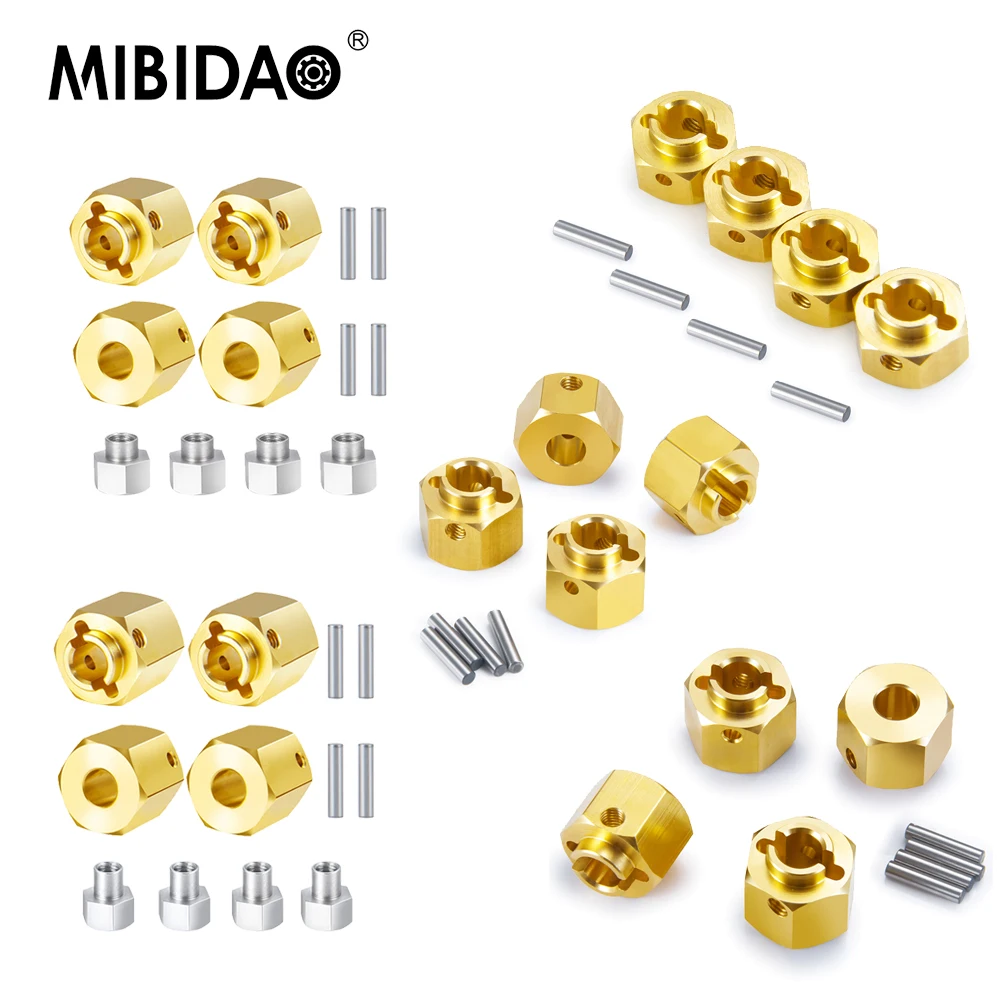 MIBIDAO 5/6/8/9/10/12mm adaptateur étendu hexagonal en laiton pour Axial SCX10 III AXI03007 Wrangler AXI03004 Capra 1/10 voiture sur chenilles RC
