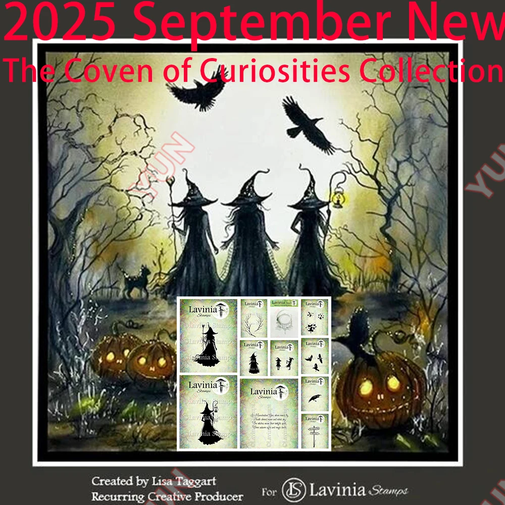

2025 сентября, новые марки с изображением эльфа лавынии, коллекция Coven of Curiosities, штамп для скрапбукинга, подарочные карты «сделай сам», инкрустация, трафареты