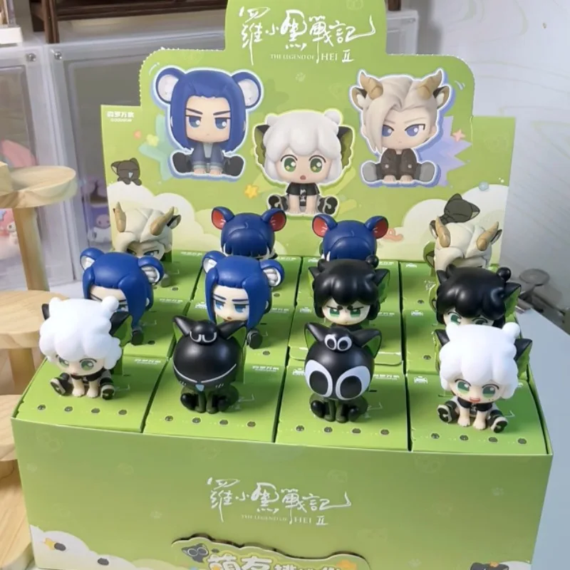 

The Legend Of Hei 2 Cute Friends Sitting Side by Side Series Blind Box Cute Luo Xiaohei Action Figure Desktop Ornament Model Toy