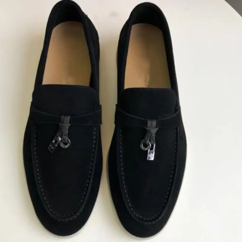 Mocassins de couro genuíno para mulheres, sapatos preguiçosos casuais, fundo plano, fivela de bloqueio, sapatos simples, sapatos centavo estilo britânico, sapatos de vela