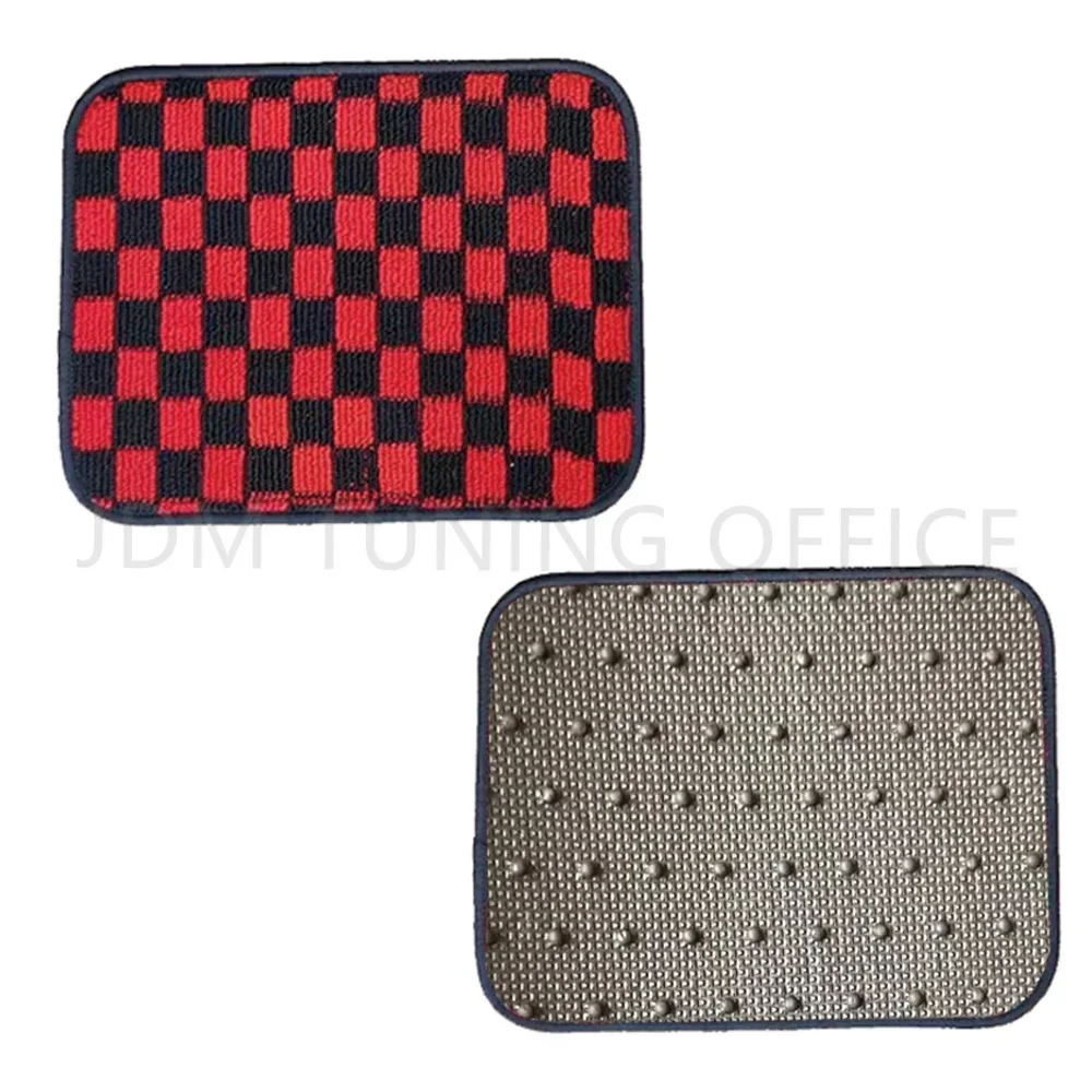 4PCS JDM Racing Carpet Floor Mat Dadu Dice Car Floor Mat Accessories Classical  Anti-Slip Checkered Print Floor Foot Pad Mats