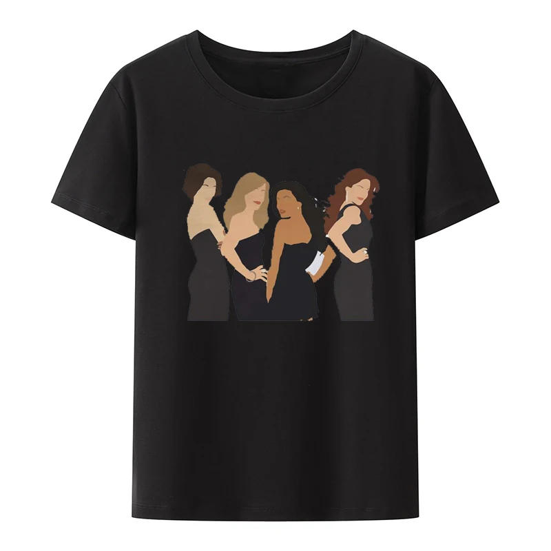 Silhouette Round Collar TShirt Desperate Housewives Susan Lynette Comedy Fabric Classic T Shirt Girl Tops