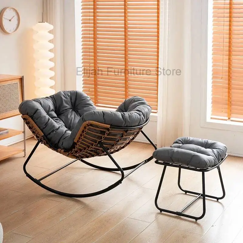 

Footrest White Living Room Chair Metal Rattan Corner Rocking Chair Floor Meditation Muebles Para El Hogar Home Decoraction