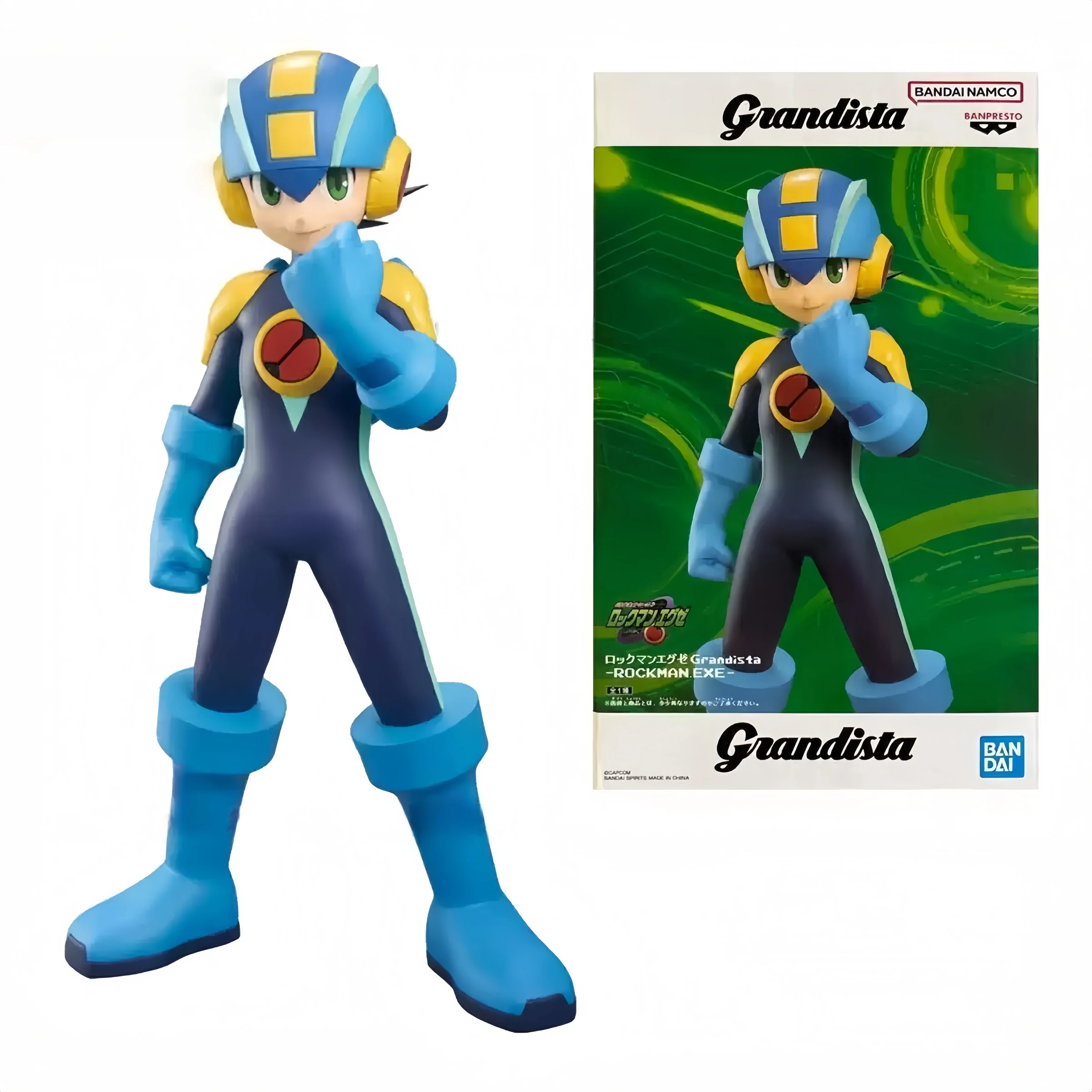 In Stock Bandai Grandista Rockman EXE Mega Man PVC Game Merchandise Action Figure Collectible Model Desktop Ornament Gift