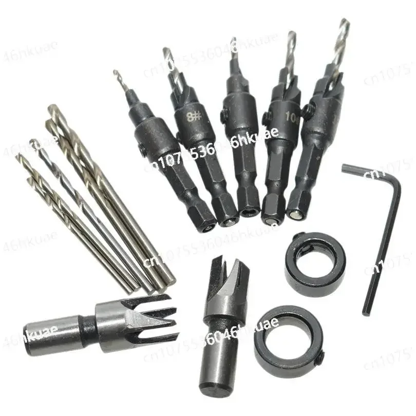 Woodworking Drill Bit Tool Set Hand Hexagonal Shank Countersunk Drill Cork Bit Limit Ring