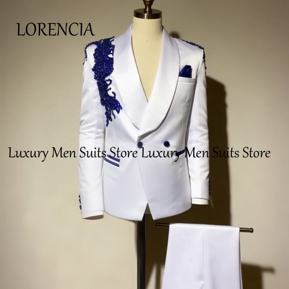 

Элегантные мужские костюмы с кристаллами, 2 предмета, блестящие смокинги с стразами для свадебных торжеств, индивидуальный пошив, пиджак и брюки, мужские наряды