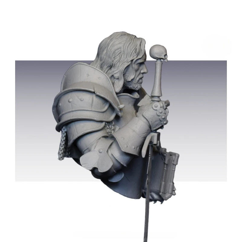 Kit de modelo de busto de resina fundida a presión, escala 1/12, 85mm, estatua de guerrero Knightly Order con 2 cabezales sin montar y sin pintar
