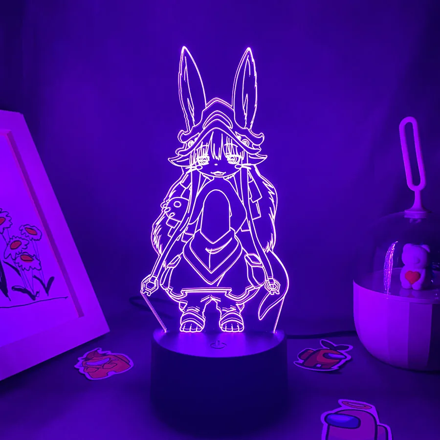 Anime hecho en Abyss Nanachi 3D LED Neon Night Lights, Kawaii Birthday Gift for Friend Otaku Bedroom Decor Nanachi Manga Lava Lamp