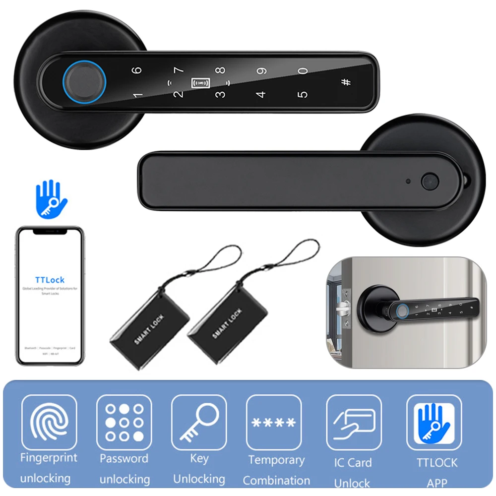 2023 New TTLOCK Smart Locks Bluetooth Biometric Fingerprint Password Key Unlock Digital Electronic Door Lock App Control