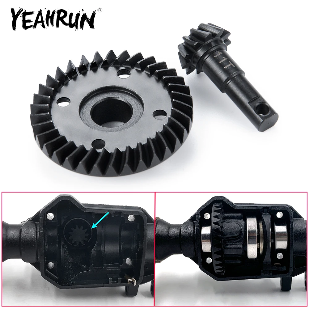 YEAHRUN Steel 11T+34T/ 10T+35T / 12T+33T Differential Axle Helical Gears for TRX-4 TRX-6 1/10 RC Crawler Car Truck Upgrade Parts