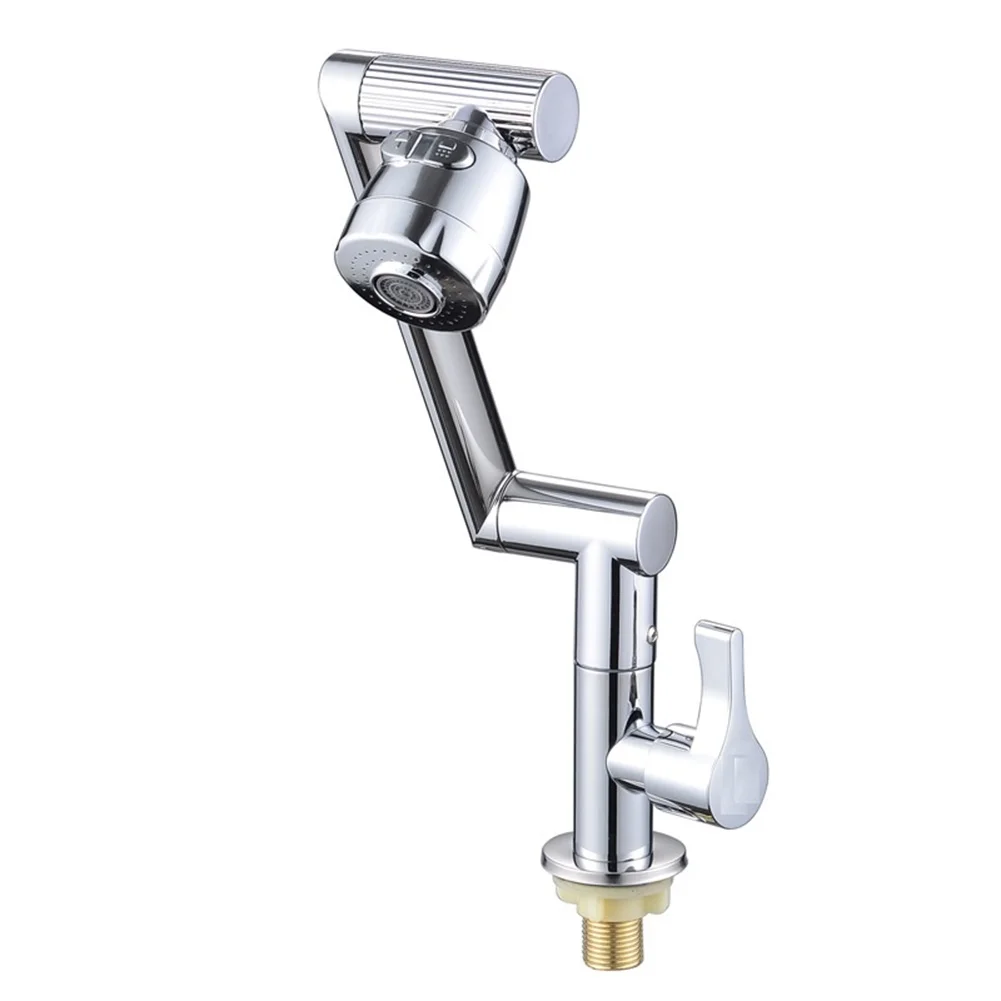 Single Cold Basin Faucet in Black Stainless Steel 1080 Degree Full Rotation Wrench Handle Porcelain Chip Valve G1/2