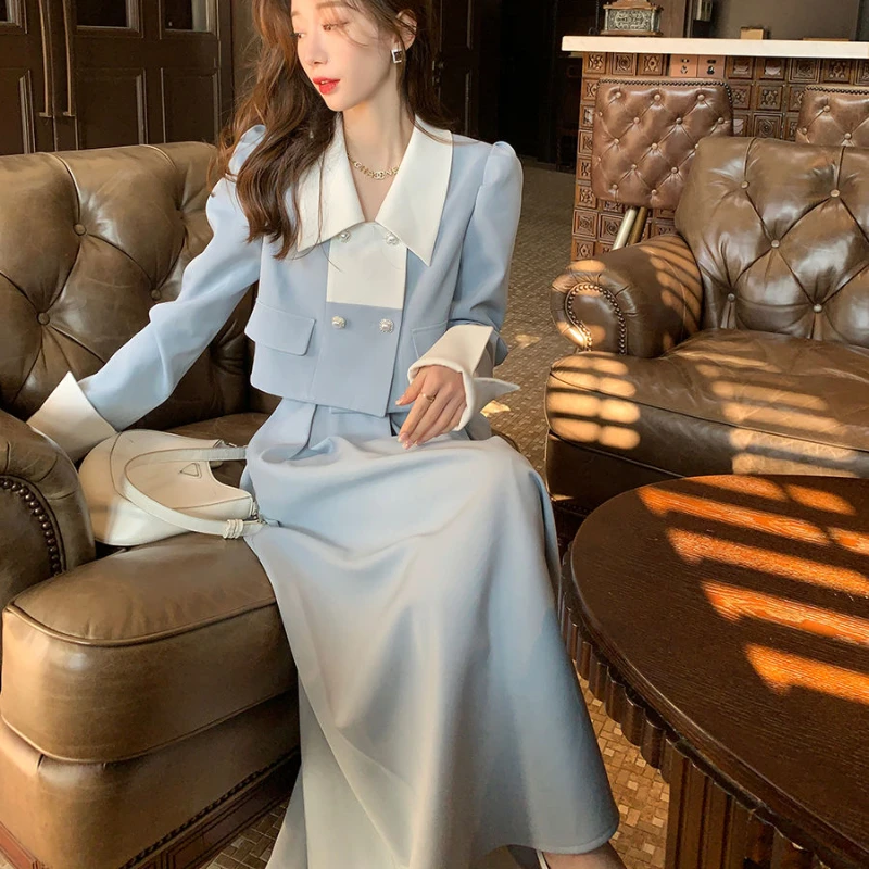 2023 New Women Dress Loose Thin Outwear Short Fashion Skirt Suit High Waist Skirt Two-Piece Set Casual Breathable Jacket