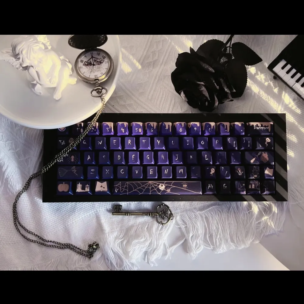 142 Keys/set Little Witch's Gala Feast Key Caps PBT Dye Subbed All Saints' Day Keycaps Cherry Profile Lightproof Keycap