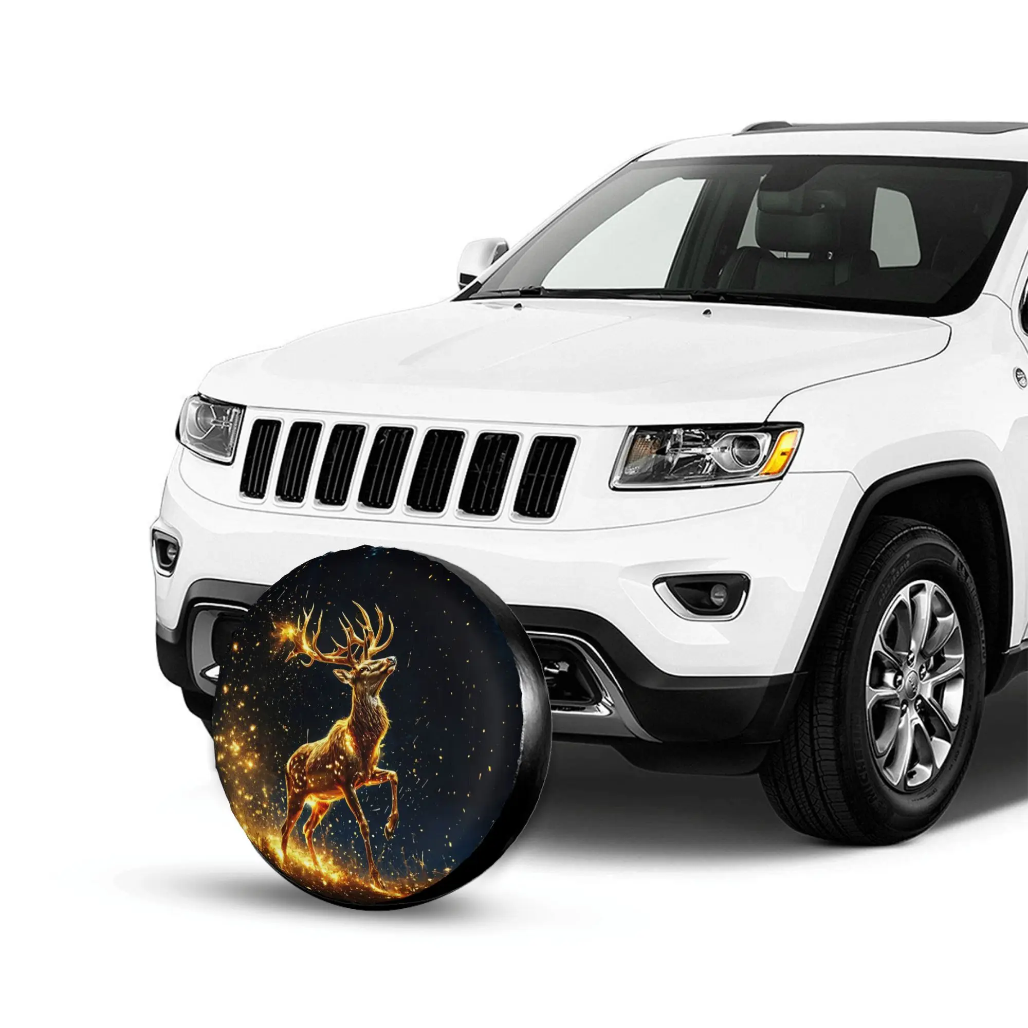 1pc Deer Print Car Spare Tire Protection Cover, Suitable For 14 Inch, 15 Inch, 16 Inch, And 17 Inch Tires, Suitable For Jeeps, T