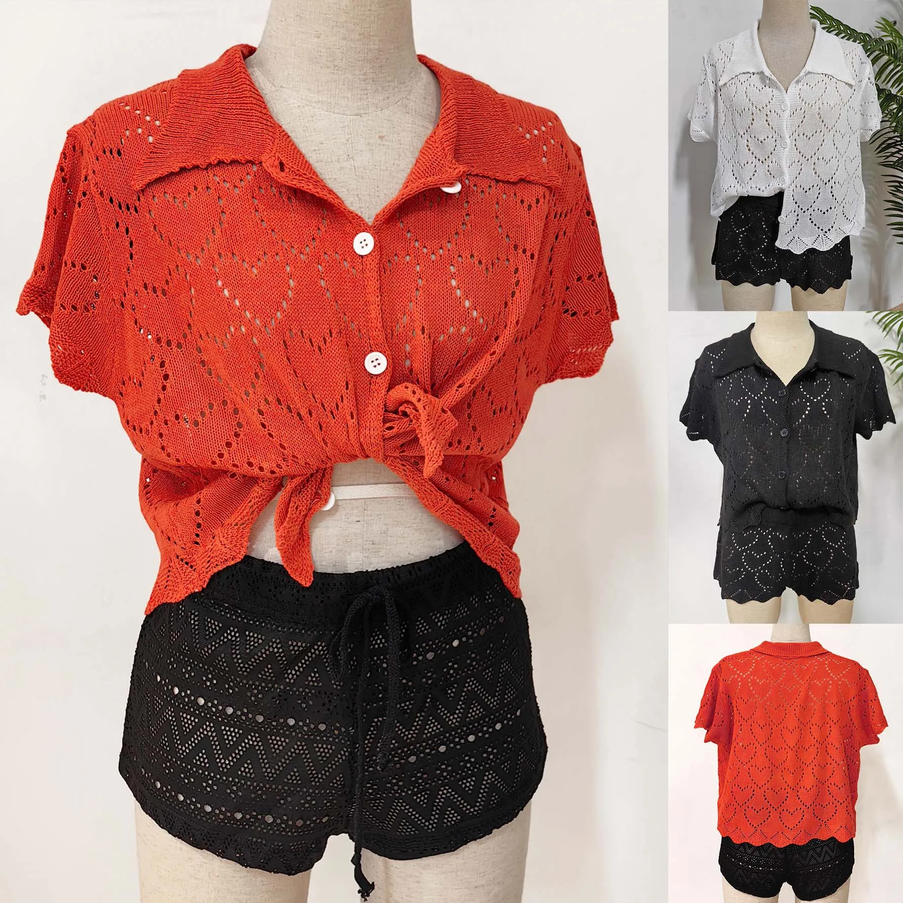 

Женский сексуальный полый тканый кардиган, повседневная жаккардовая короткая блузка в европейском и американском стиле для пляжного топа