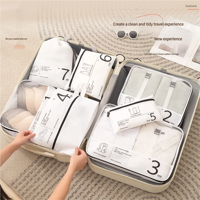 

7pcs Portable Travel Bag Space Saving Luggage Organizer for Clothes Shoes and Underwear Compression Bags for Business Trips