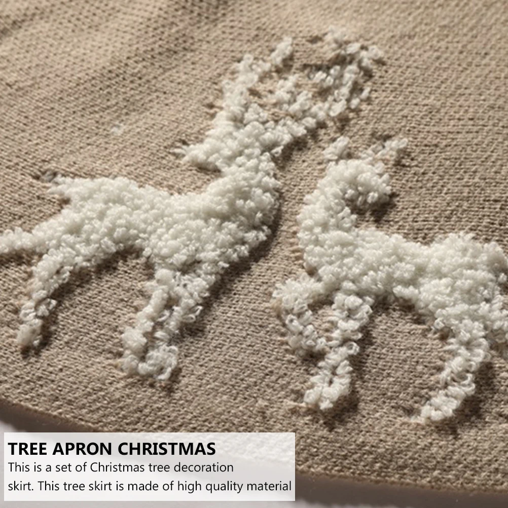 

Christmas Tree Skirt Beautiful Woven Small Bottom Supplies Soft Fabric Decor Xmas Accessories Floor Mat Holiday Ornament Party