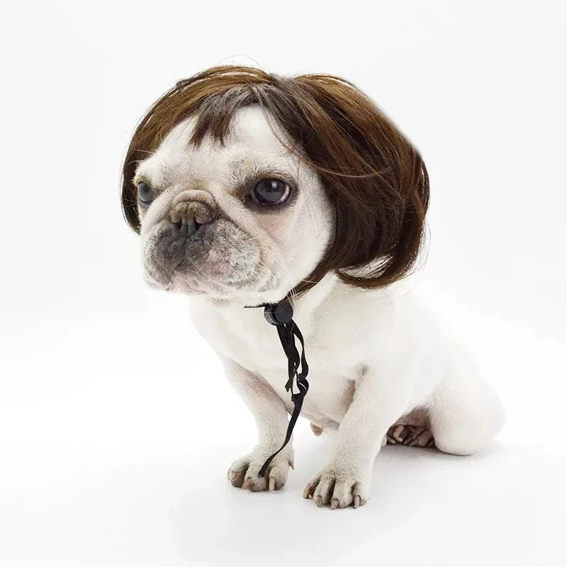 Pet Wigs Cosplay Funny Props Cat Dog Halloween Christmas Cross-Dressing Wig Role Playing Hair Costumes Prank Pet Supplies